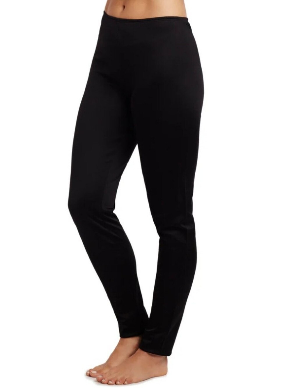Cuddl Duds Womens Ribbed Long John Leggings Lace Trim - Black & Cream